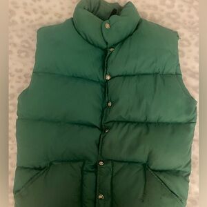vintage north face vest green brown tag silver buttons